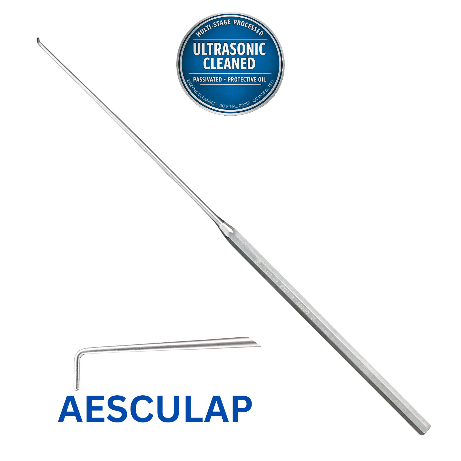 AESCULAP BT080R Crile Nerve Hook, 1 Prong, Blunt, 90° Angle, 8-7/8″