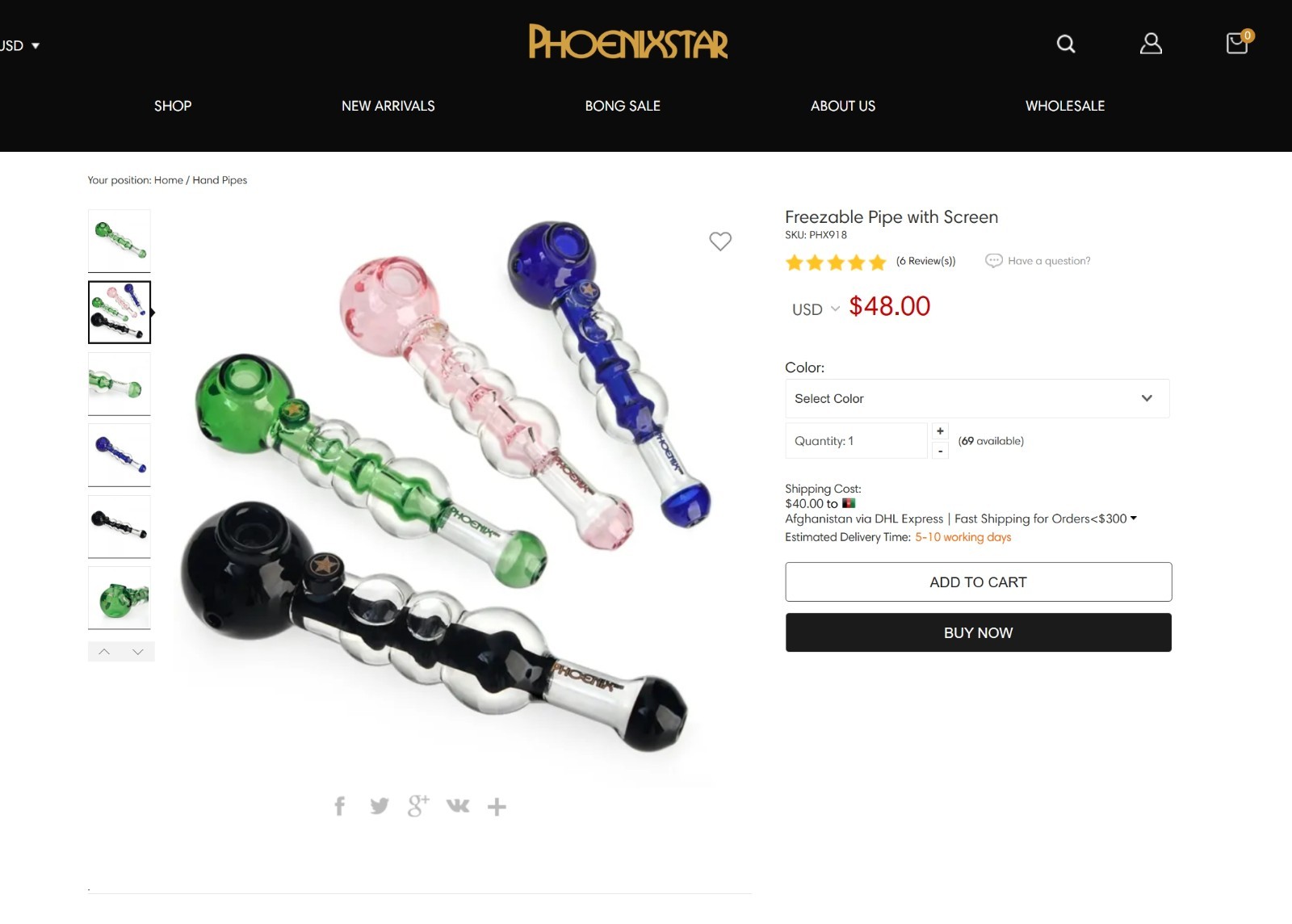 PHOENIX STAR Pipe Freezable Strait chiller 7.5″ with Glycerin Black NO DRAG 2024