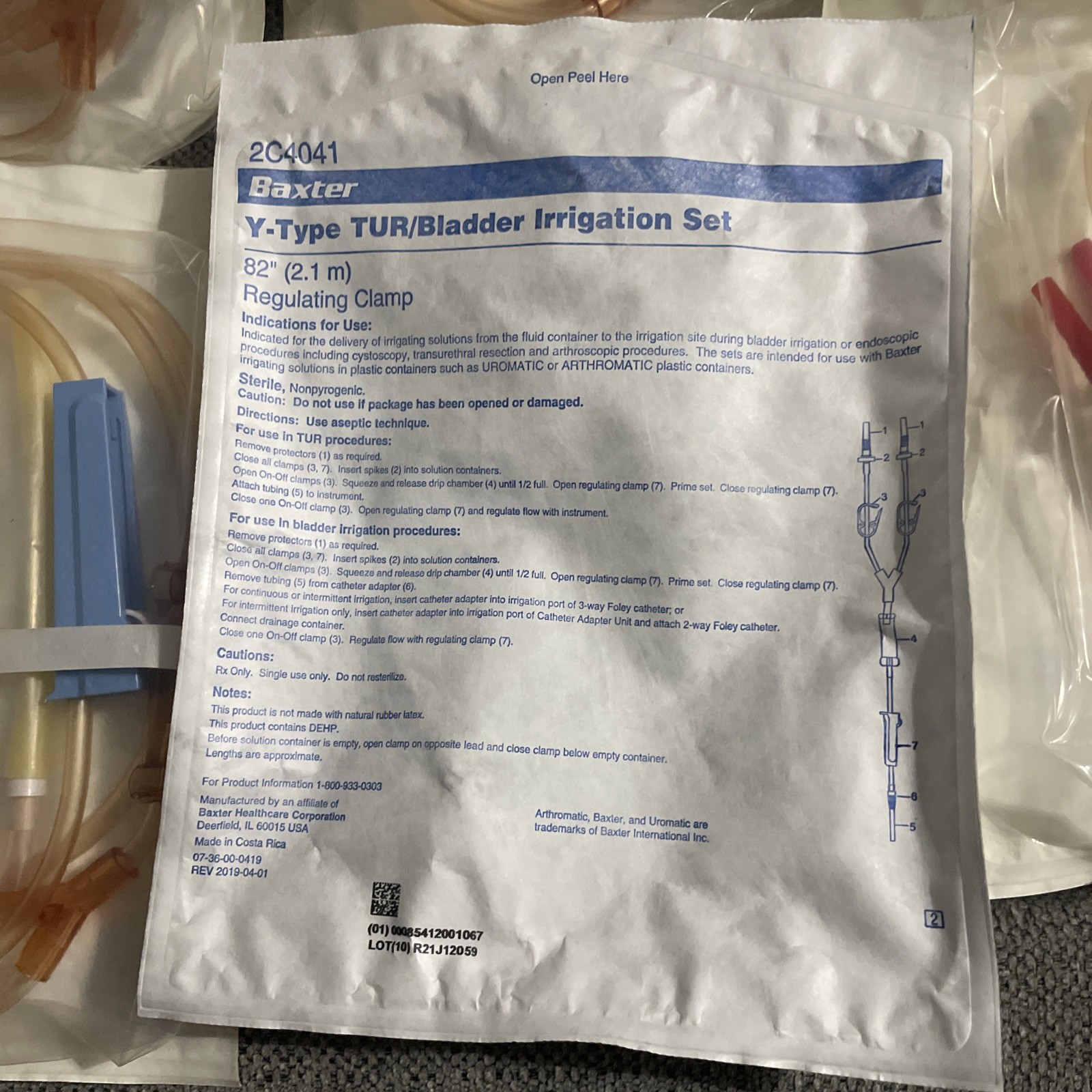 2 BAXTER Y-Type TUR/Bladder Irrigation Set 82′ 2C4041