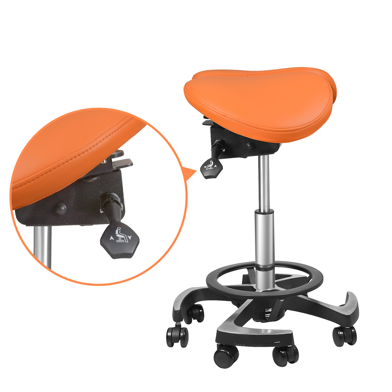 Rotatable Ergonomic Adjustable Saddle Doctor Office Chair Imported Leather Chair