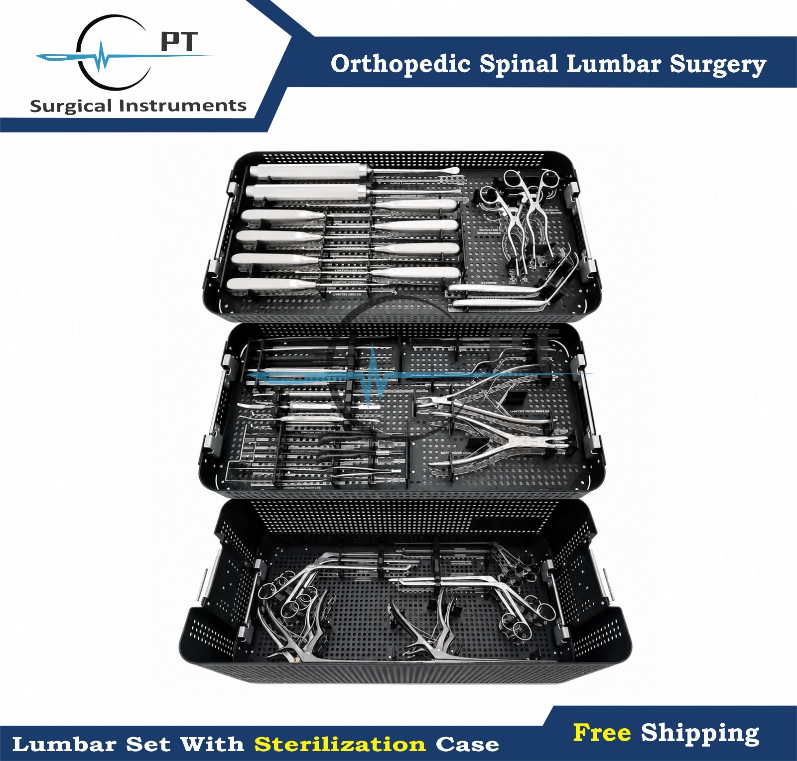 Orthopedic Spinal Lumbar Surgery Instruments Set with Sterilization Case Kit