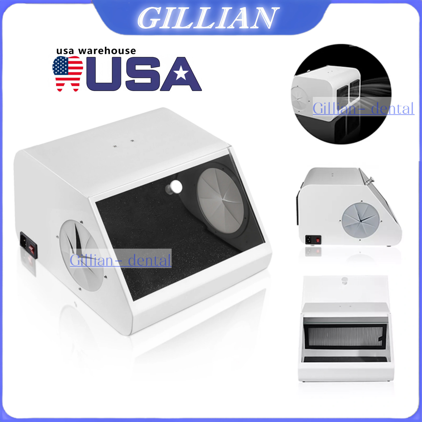 Dental Grinding Polishing Box Lapping Protector LED Sandblasting Dust-proof Case
