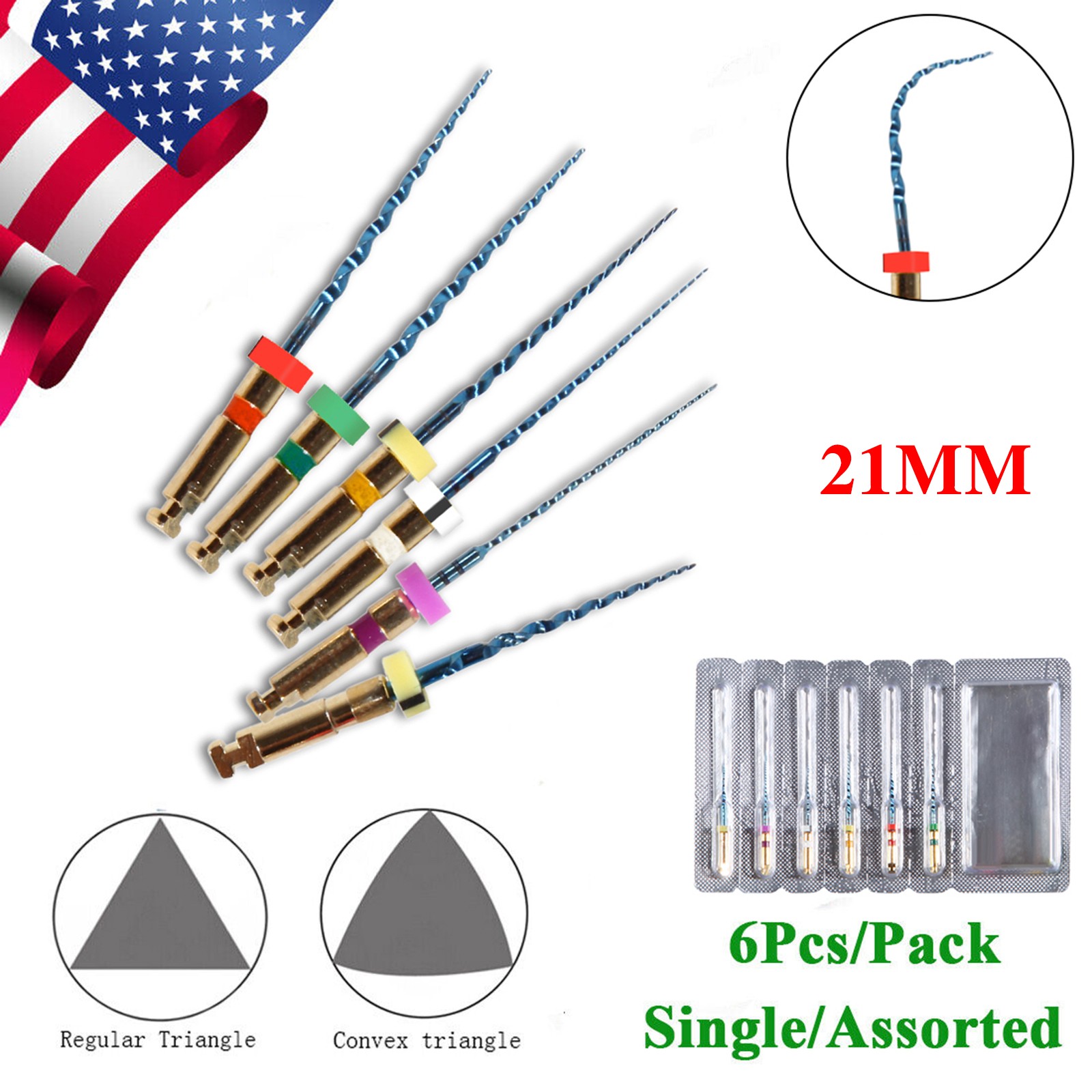 6X Endo Rotary files X-Pro Gold Taper Root Canal endodontic files 21MM