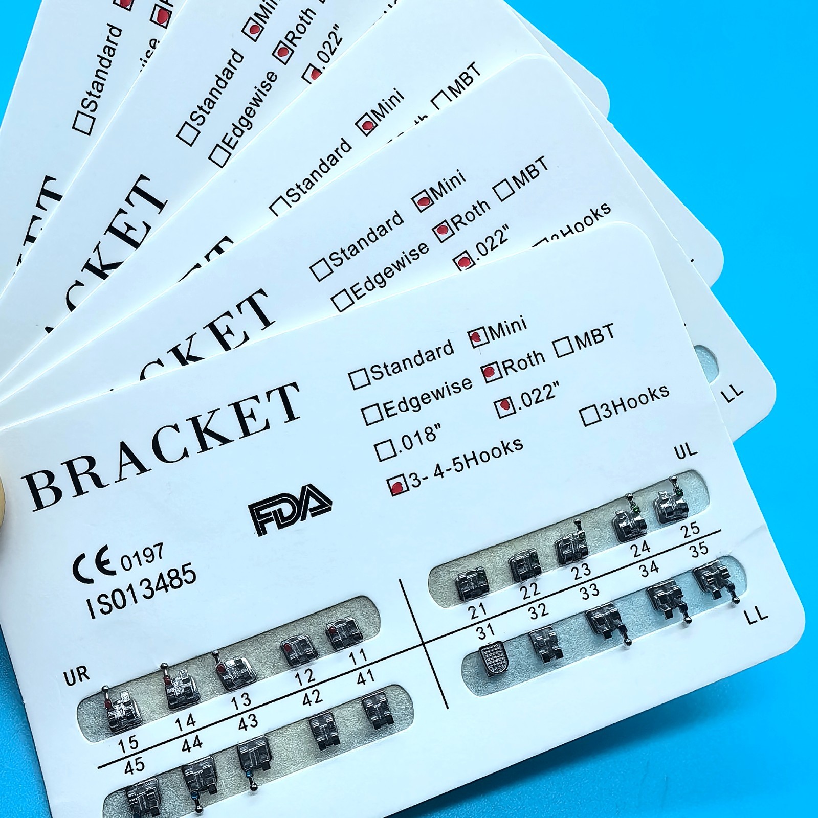 Dental Orthodontic Bracket Braces Mini Roth 022 Hooks 3-4-5 Teeth Alignment