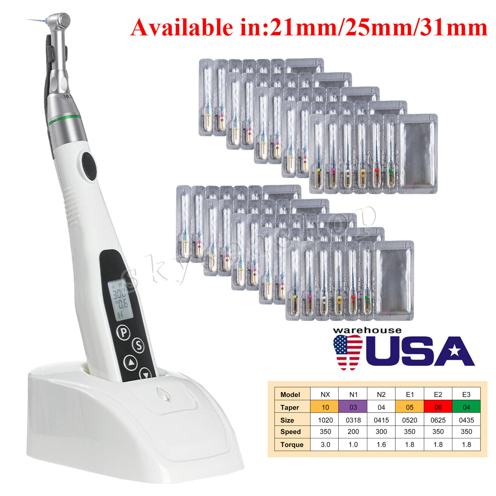 LED Dental Endo Motor 16:1 Contra Angle Root Canal Treatment Y-smart /NITI Files