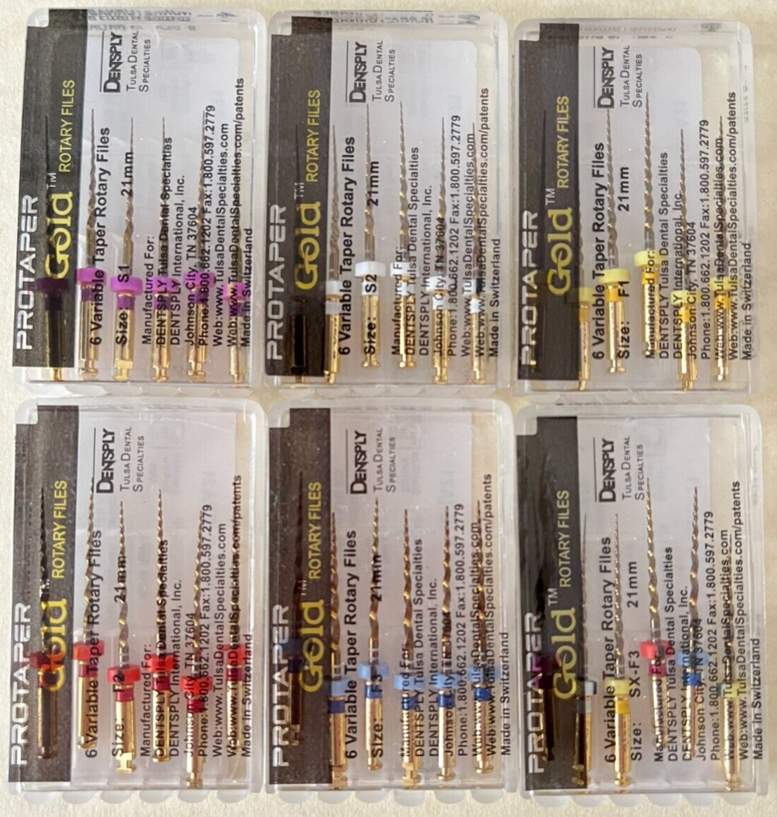 Protaper Gold Rotary Files Dentsply Tulsa Assorted Endodontics 21MM/25MM/31MM