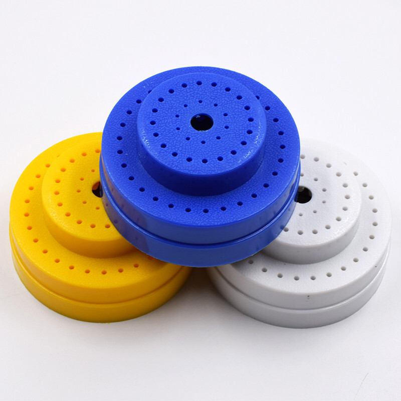 Dental Plastic Holder Burs Round White/Yellow/Blue 60 Holes High&Low Speed Block