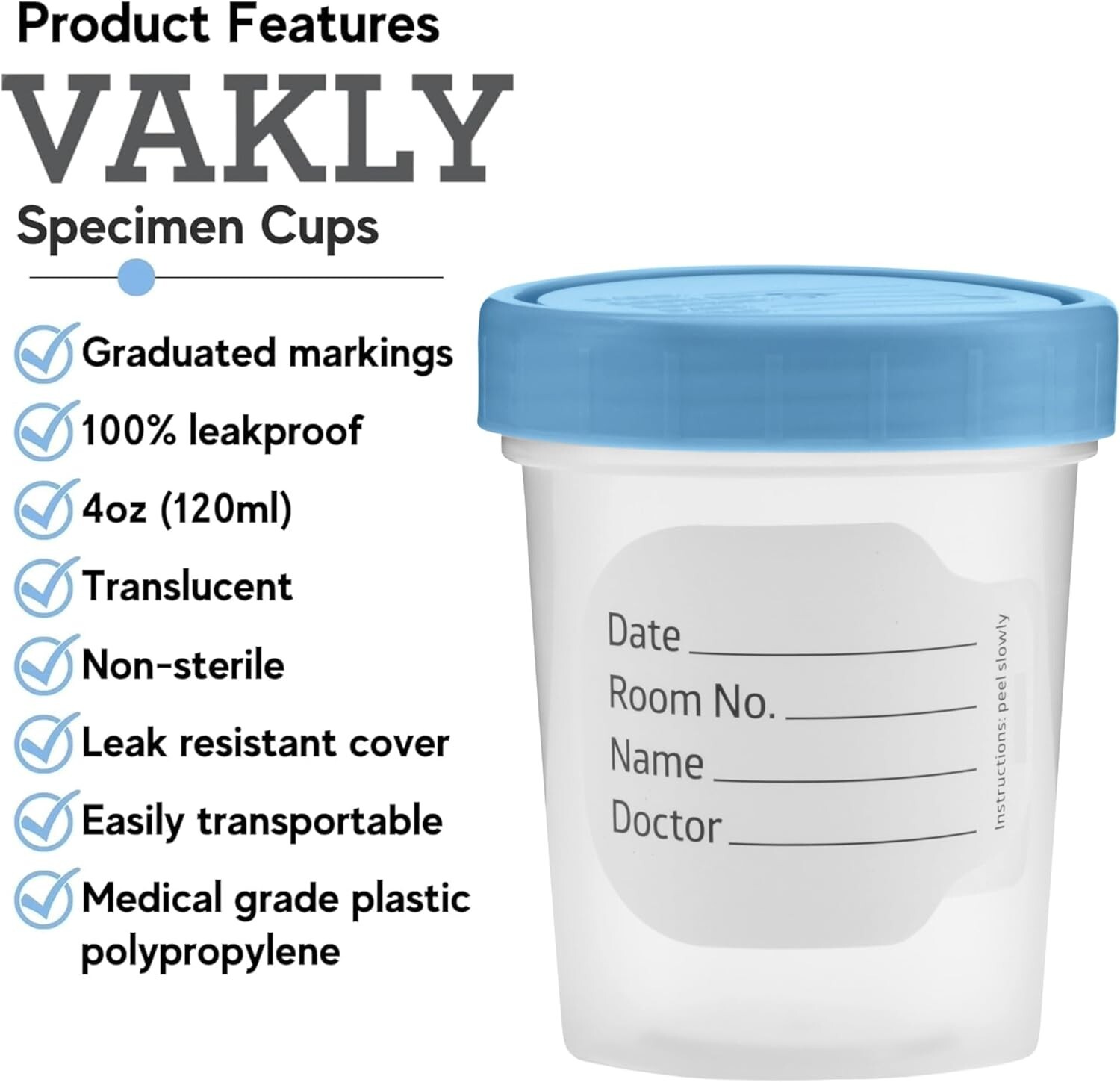 Specimen Cups with Leak Proof on Lids-4oz Clear Non-Sterile Urine Sample jar(10)