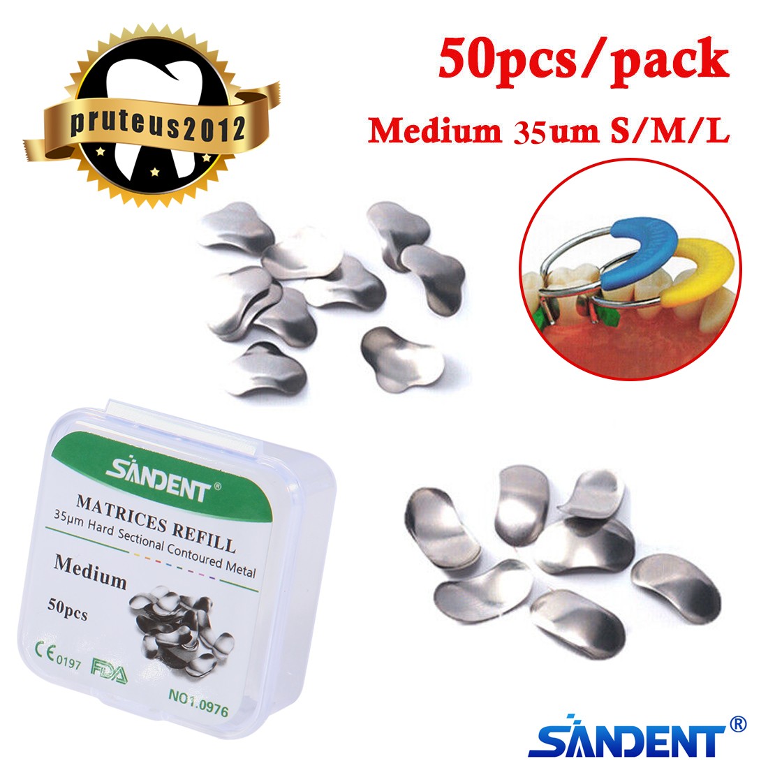 50 piezas matriz de matriz grande Dental suave 35 μm seccional contorneada [USA]