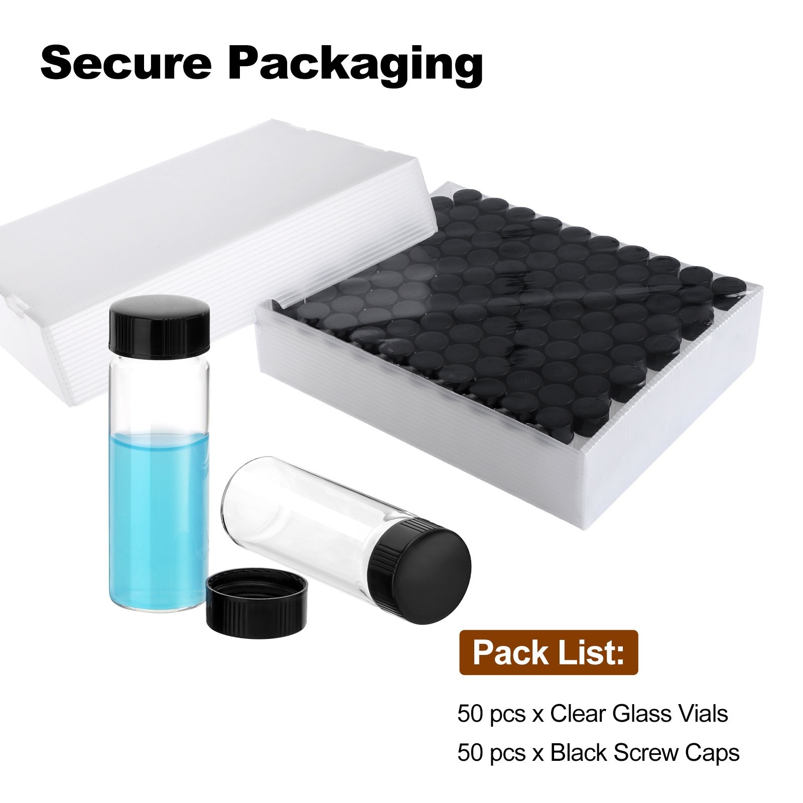 Professional-Grade 30ML Glass Sample Bottles – 50 Leakproof Vials for Liquids