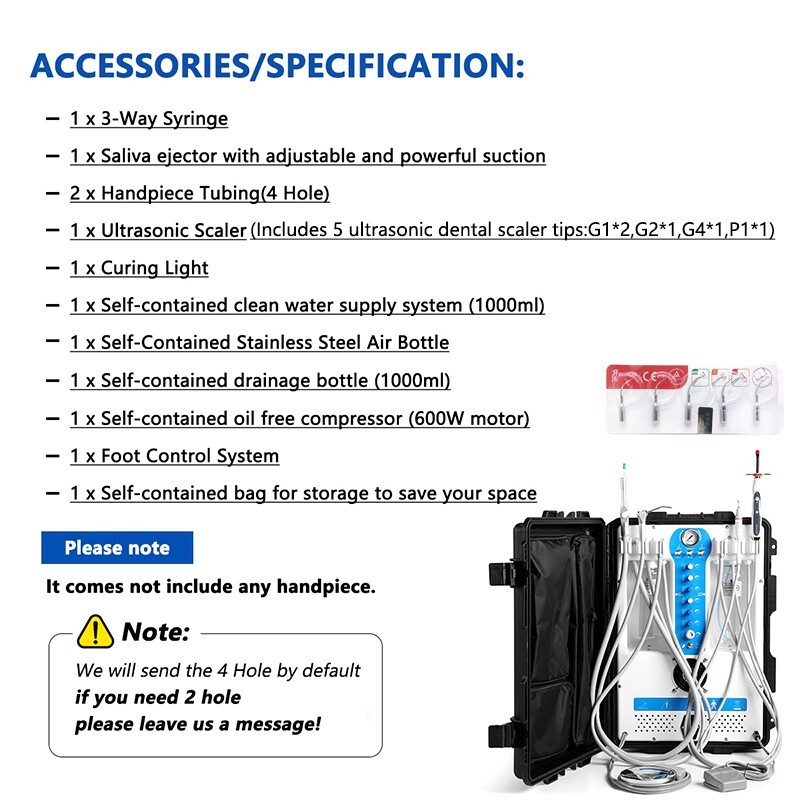 Mobile Dental Delivery Unit High Suction Air Compressor Scaler Curing Light FDA
