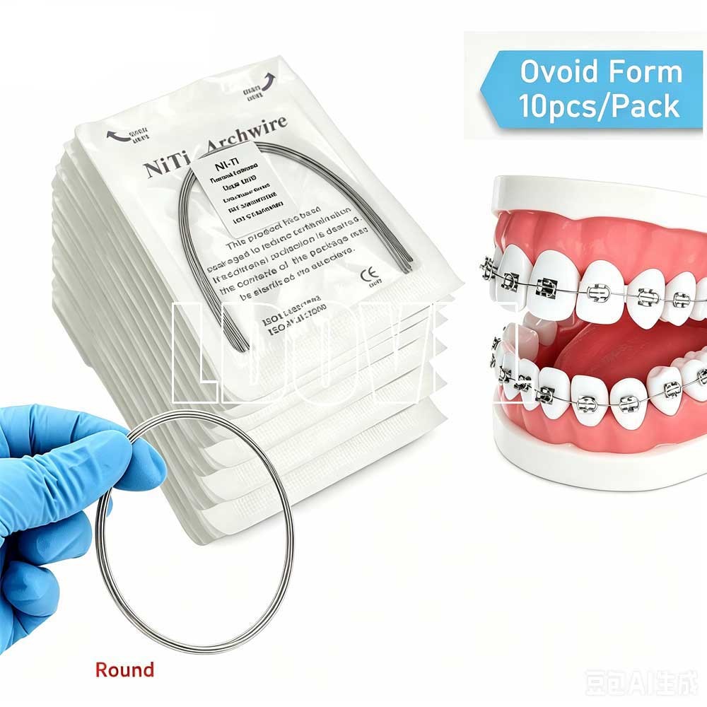 Dental Orthodontic Heat Thermal Activated NITI Arch Wires Ovoid Round