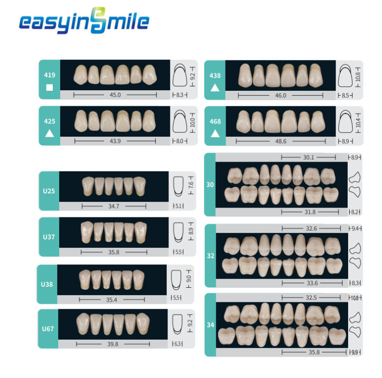 Dental False Teeth At Home Tooth Replacement Acrylic Resin Teeth Shade A1/A2/A3