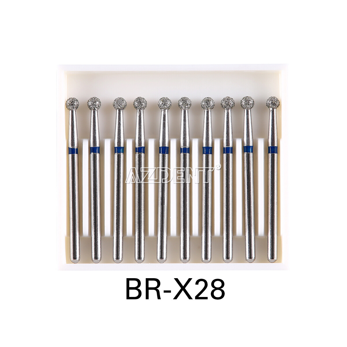 AZDENT 100pcs Dental Diamond Burs Ball Round FG 1.6mm for High Speed Handpiece