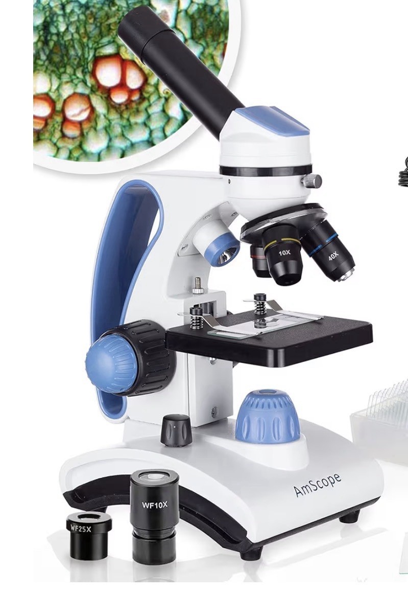 AmScope M162C-2L-PB10 40x-1000x Dual Light Glass Monocular Student Microscope
