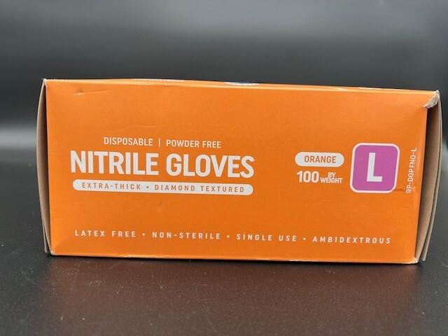 Royalty Orange Nitrile Disposable Gloves 8 Mil Raised Diamond Texture,100 S-XL