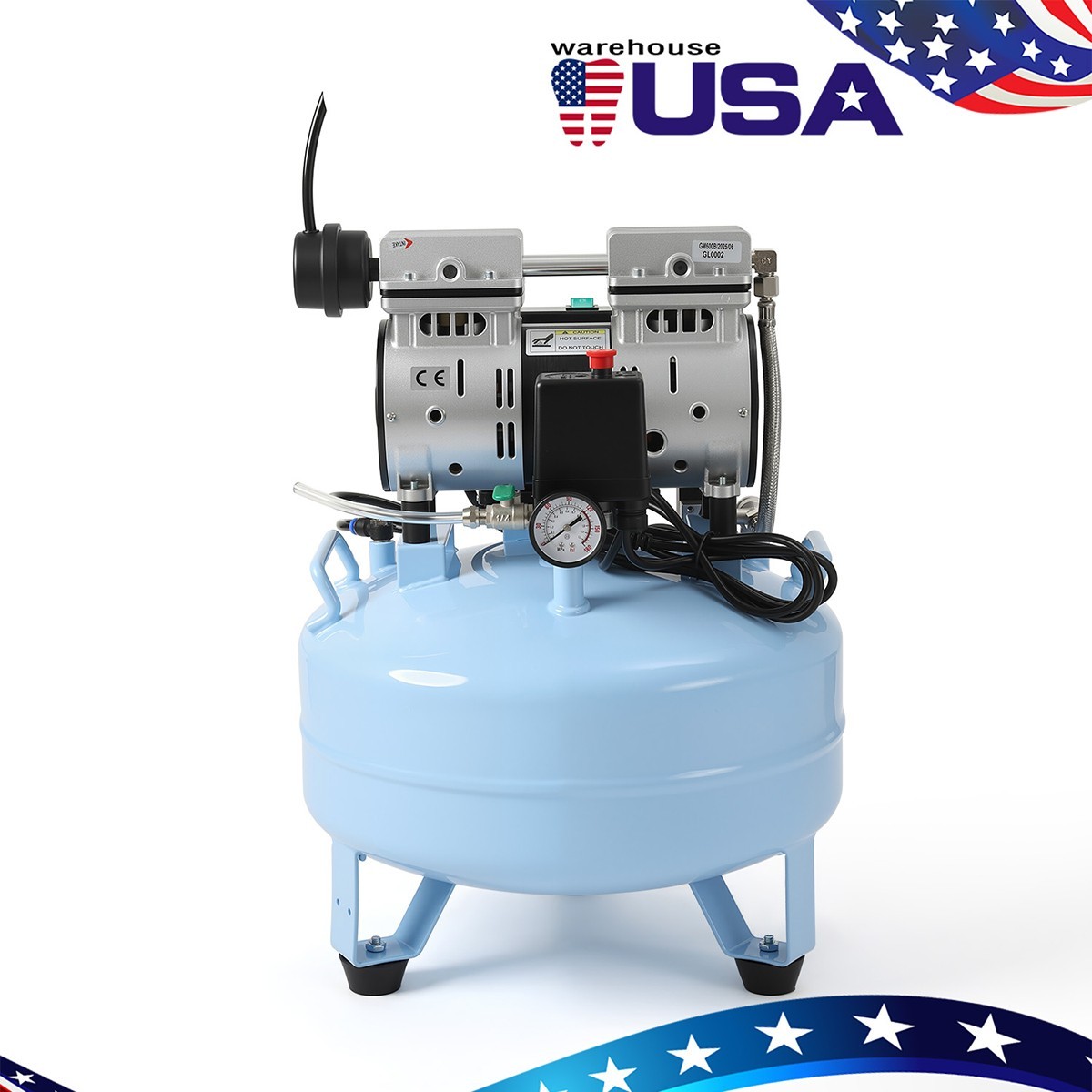 24L Portable Dental Air Compressor Oil Free Silent Air Pump 600W 118 L/min