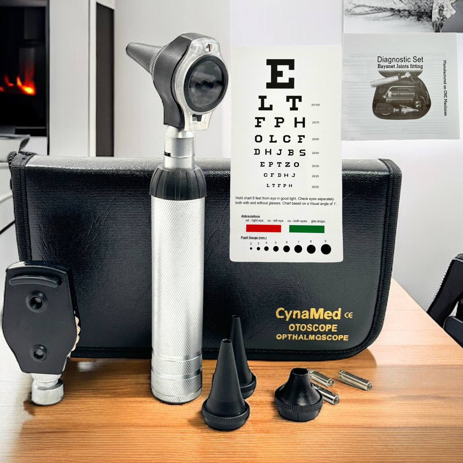 ENT DIAGNOSTIC OTOSCOPE + OPHTHALMOSCOPE + EXTRA SPECULA + 2 FREE EXTRA BULBS