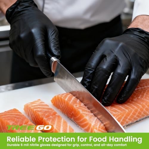 TREEGO Black Nitrile Gloves Large 1000 Count Powder-Free Disposable