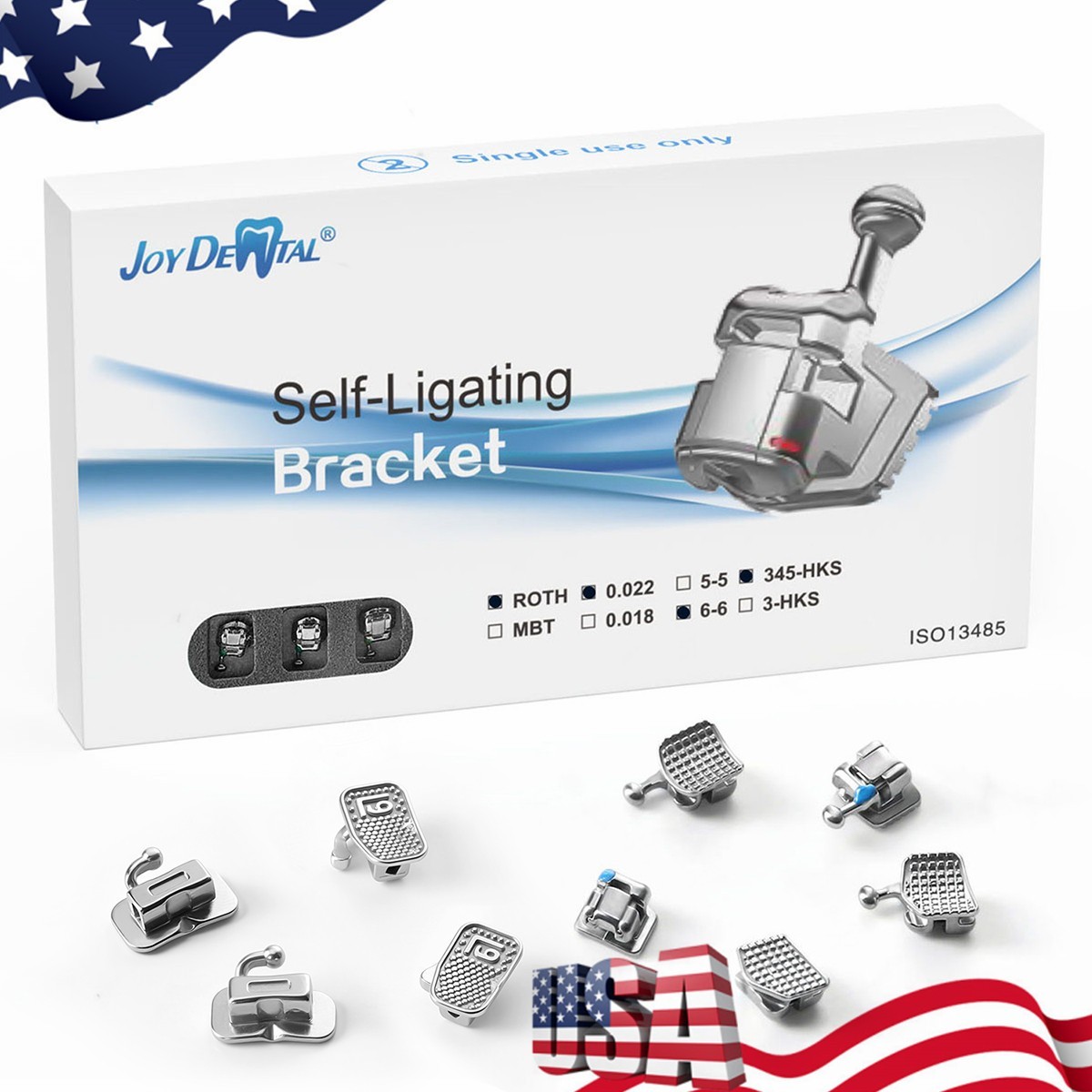 10X AZDENT Dental Ortho MIM Self Ligating Bracket Mini Roth.022 Hooks 345
