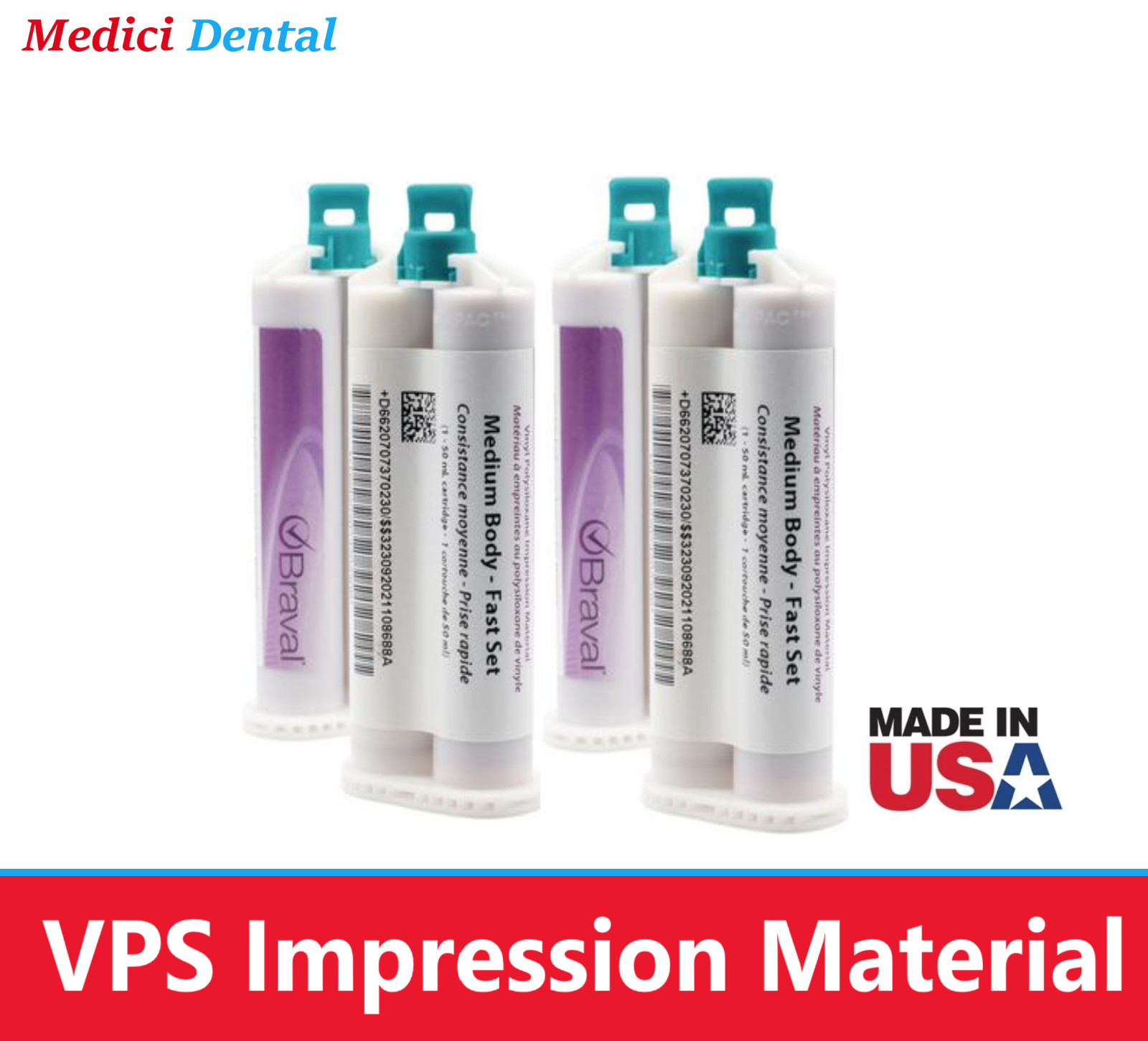 Dental HEAVY BODY FAST SET VPS Impression Material PVS Bulk 100x 50ML Cartridges