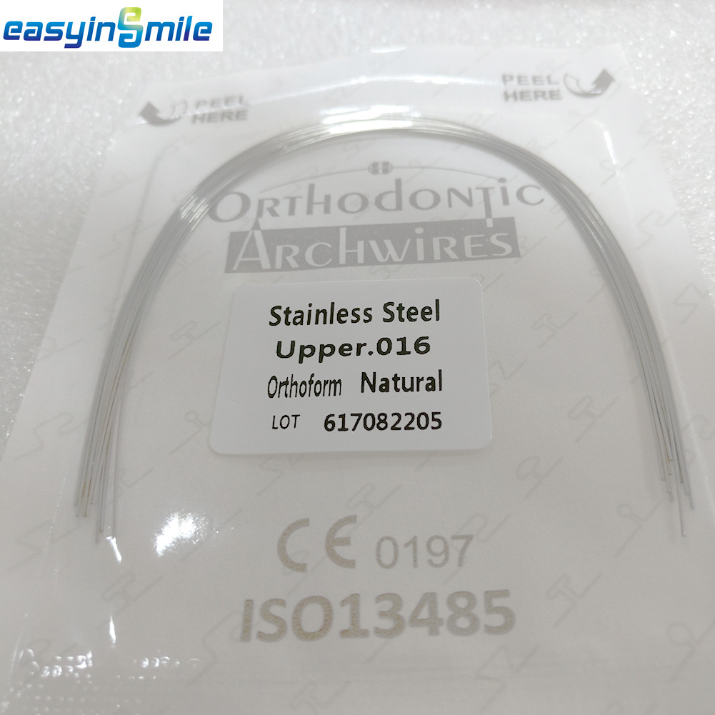 10XOrtho Rectangular Arch Wires Stainless Steel Dental Brace Round Wires Natural