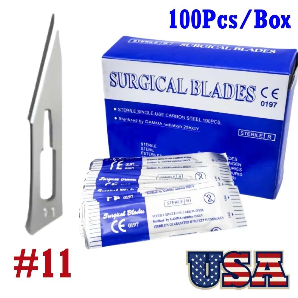 100pcs/box Dental Surgical Blade Sterile Carbon Steel Scalpel #11 sterile USA