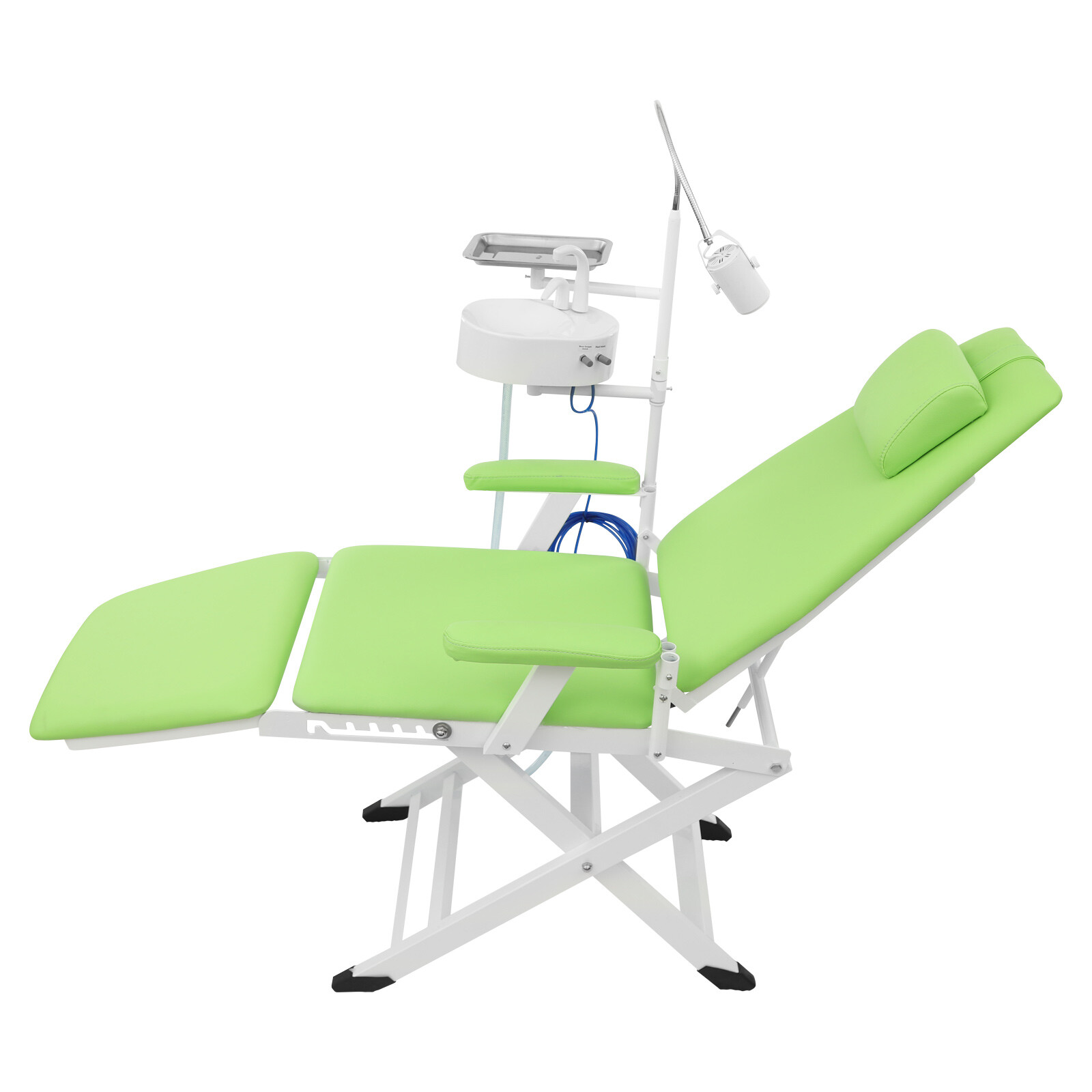 Portable Dental Chair Mobile Folding Chair Exam Chair w/LED Light &Spittoon+Tray