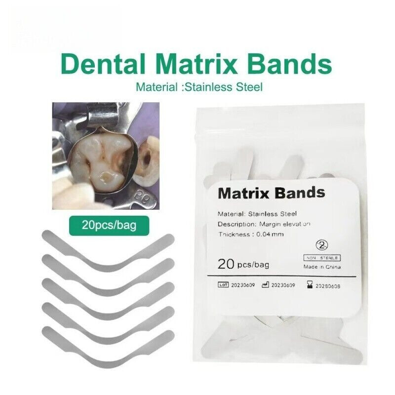 20 Pcs/Bag Dental Tofflemire Matrix Bands Margin Elevation Gingival Wall Lifting