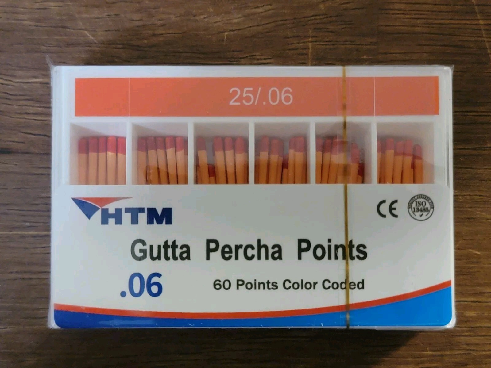 60 Points HTM GUTTA PERCHA POINTS Taper 25/.06 Dental Color Coded Dentist