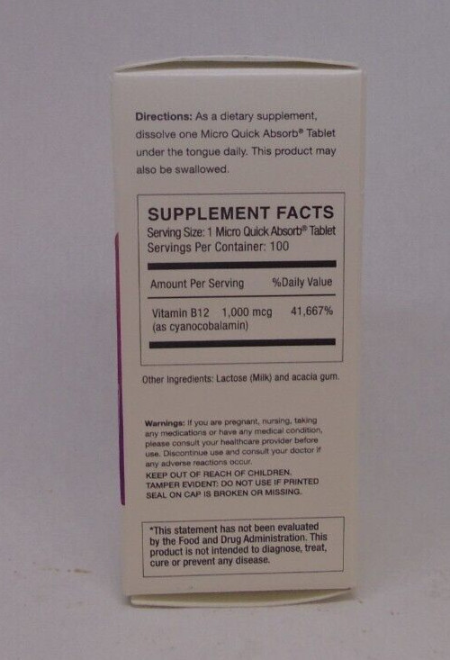 2 BOXES Frunutta B12 1000 mcg Micro Quick Absorb – 200 Dissolve Tablets