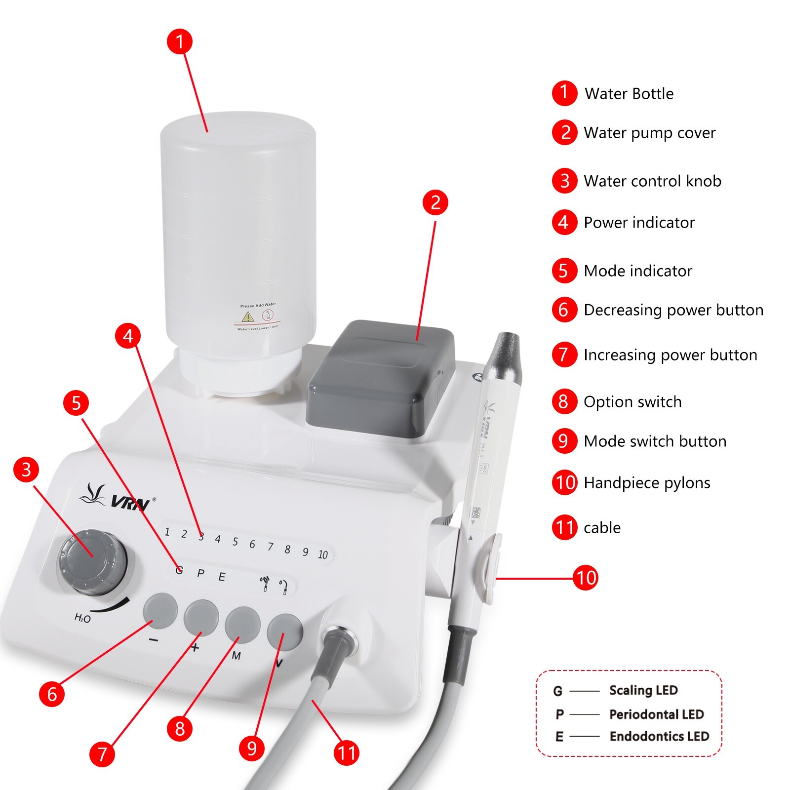 Dental Ultrasonic Scaler fit SKYSEA EMS W/ LED Detachable Handpiece