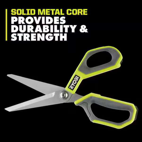 NEW Heavy-Duty Straight Scissors with Metal Core and Built-In Tape Breaker Tool
