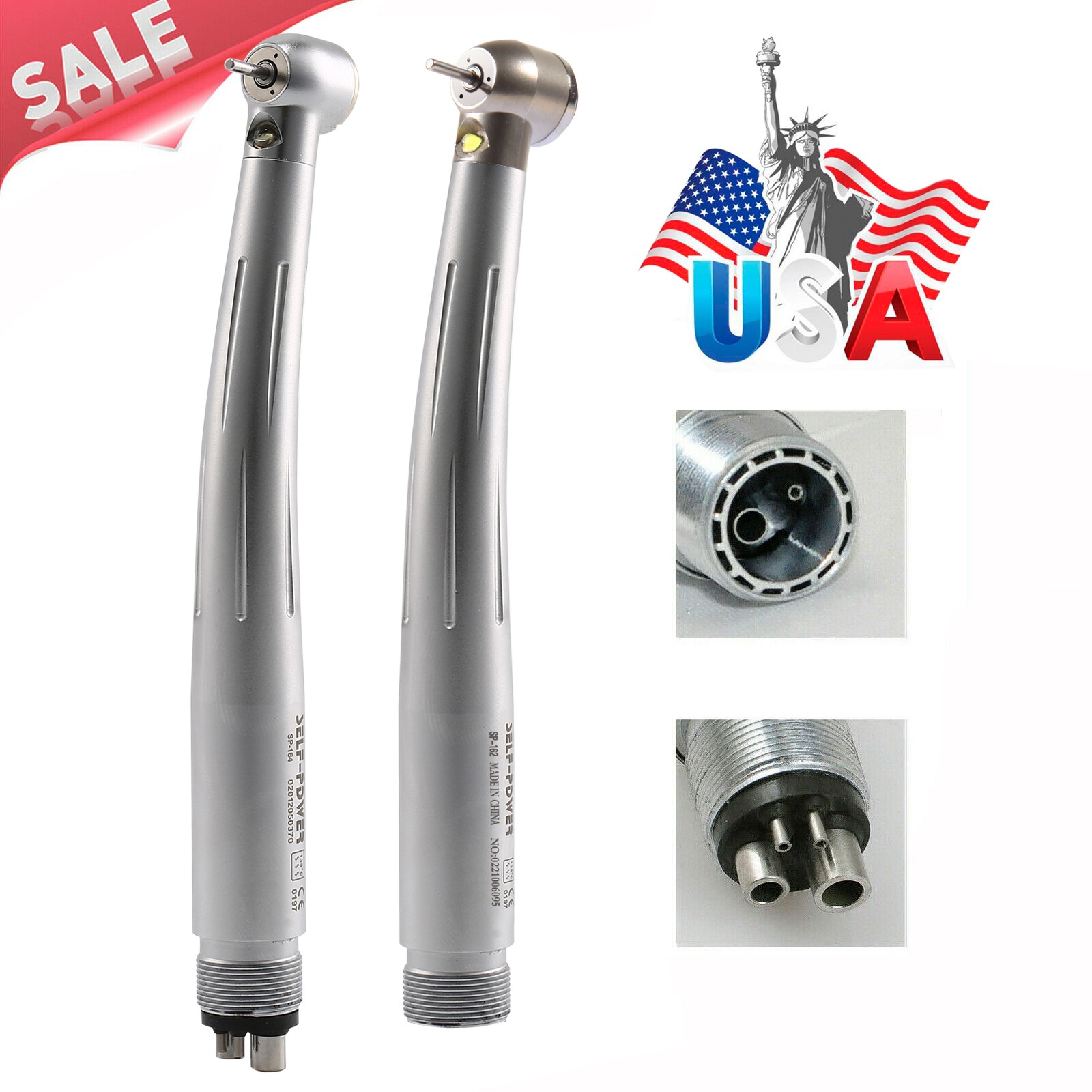 Dental LED Standard 3 Water Spray 2/4 Holes High Speed Push Button Handpiece