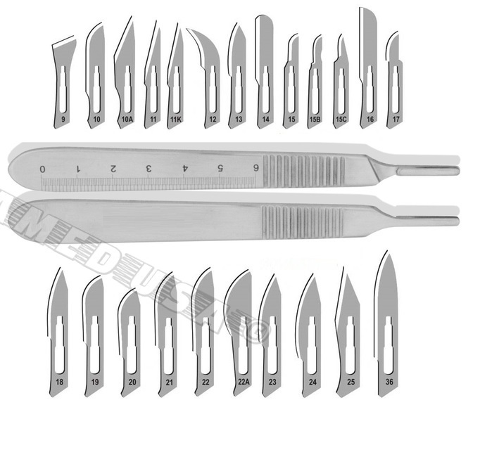 400 Pcs STERILE SURGICAL BLADE #10 #11 #15 #15C+ 2 SCALPE HANDLEL W/SCALE#3 