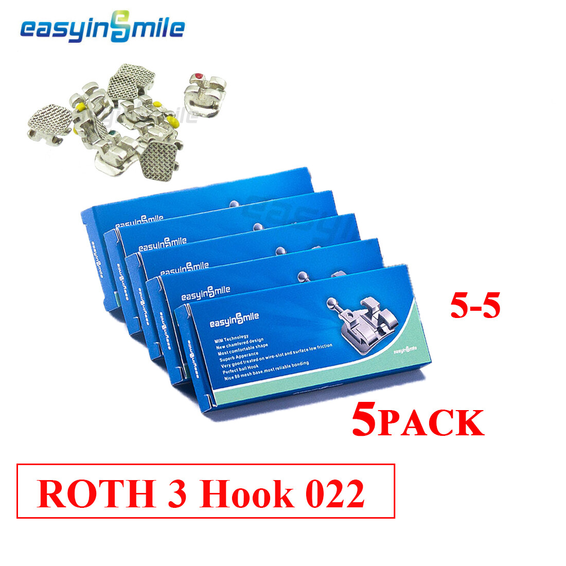 5boxes Dental Orthodontic Metal brackets Mini Braces Roth/MBT.022 Hooks 3/345