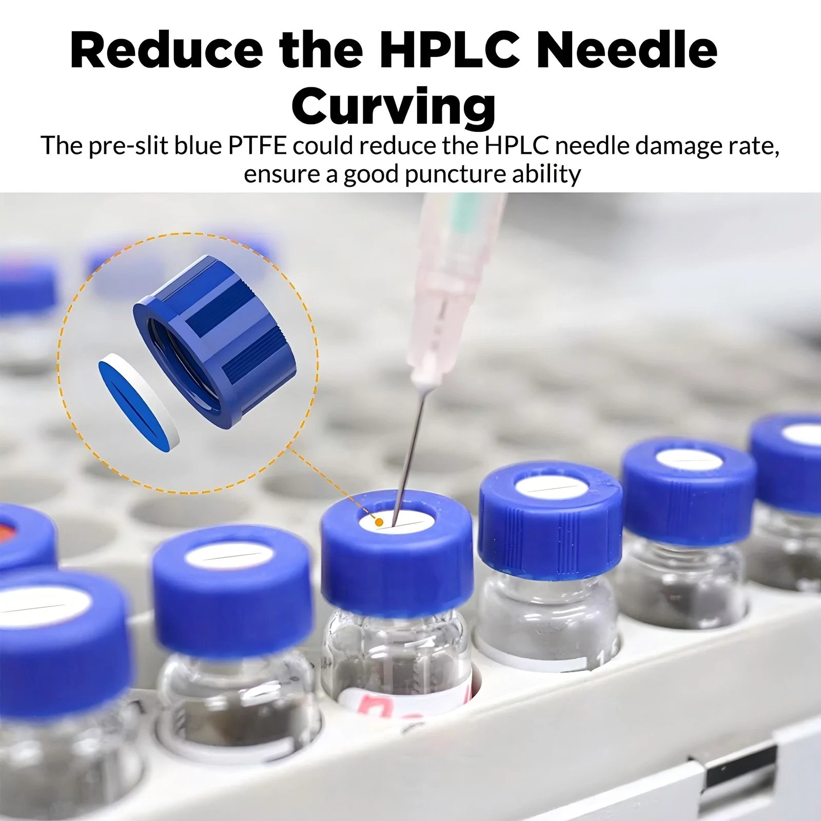1000PCS 2mL Autosampler Vials, 9-425 GC/HPLC Glass Vials w/ Pre Slit Screw Caps