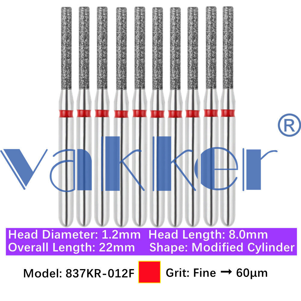 10pc/pk Dental FG Diamond Burs High Speed Flat/Round End Cylinder Polishing Burs