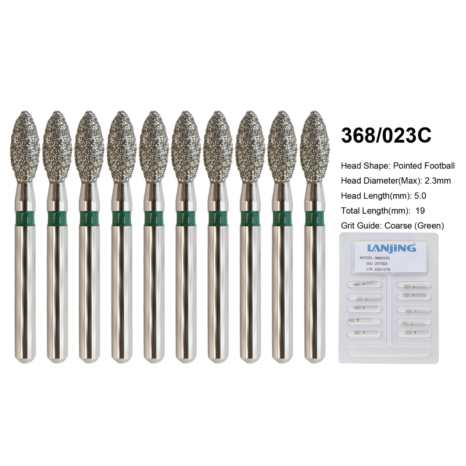 Dental Diamond Football Bur FG 368/023C 379/023 Egg Shape Coarse Fine High Speed