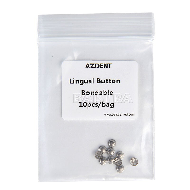 AZDENT Dental Orthodontic Lingual Buttons Bondable Round/Rectangular Mesh Base