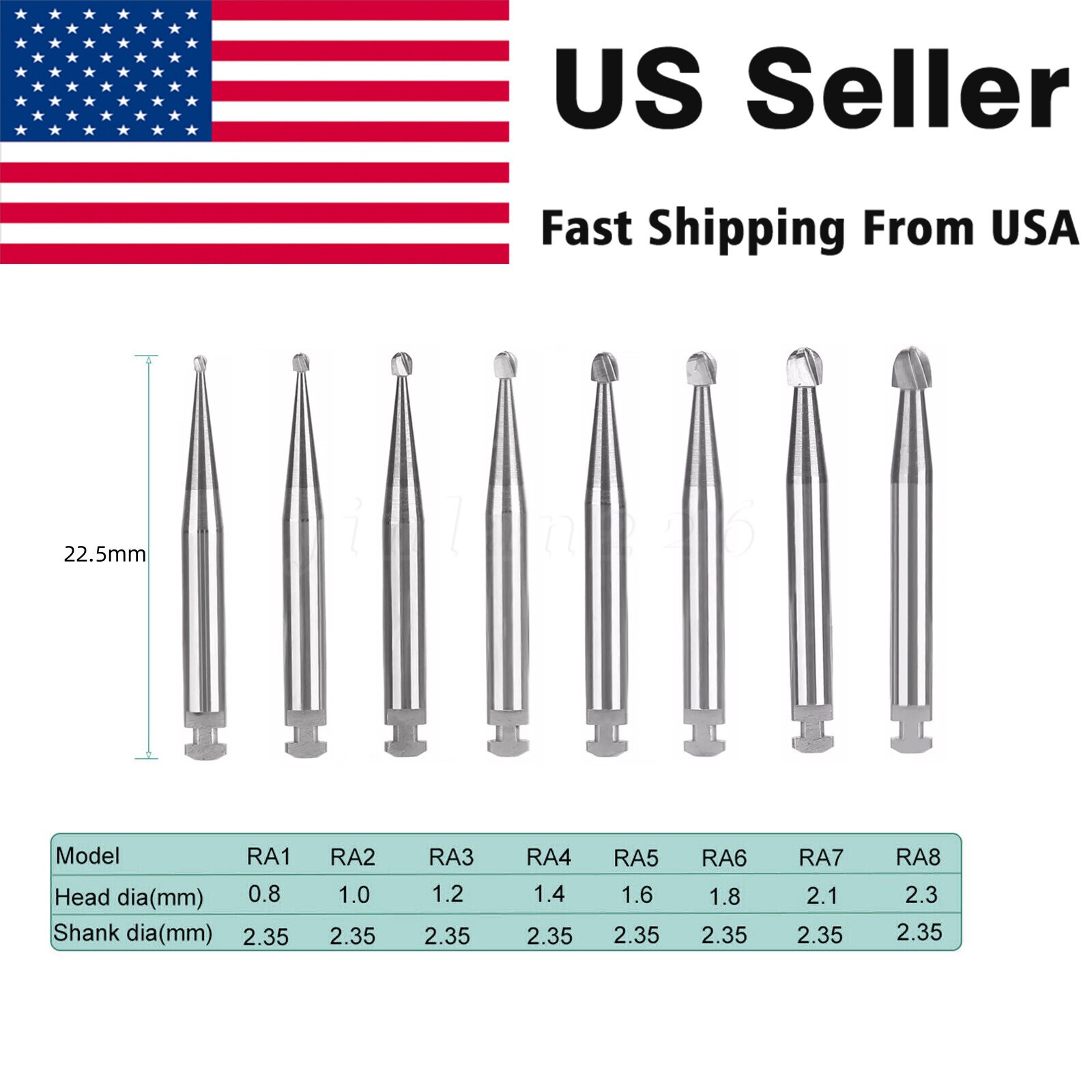 Dental Tungsten Steel Carbide Round Burs RA for Slow Low Speed Handpiece