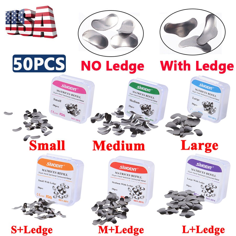 50 piezas matriz de matriz grande Dental suave 35 μm seccional contorneada [USA]