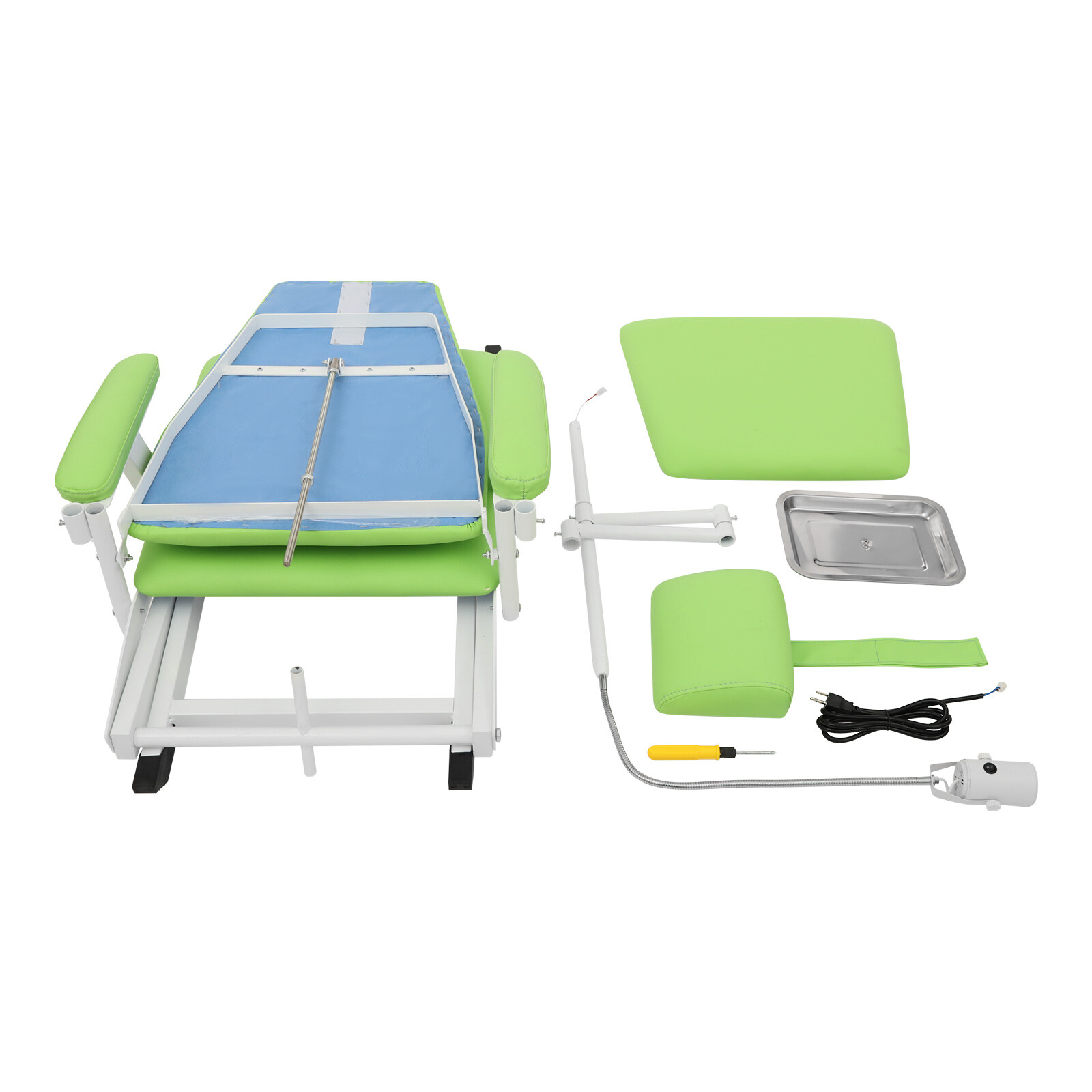 Portable Dental Chair Folding Mobile Chair Exam Chair Tilt with LED Light & Tray