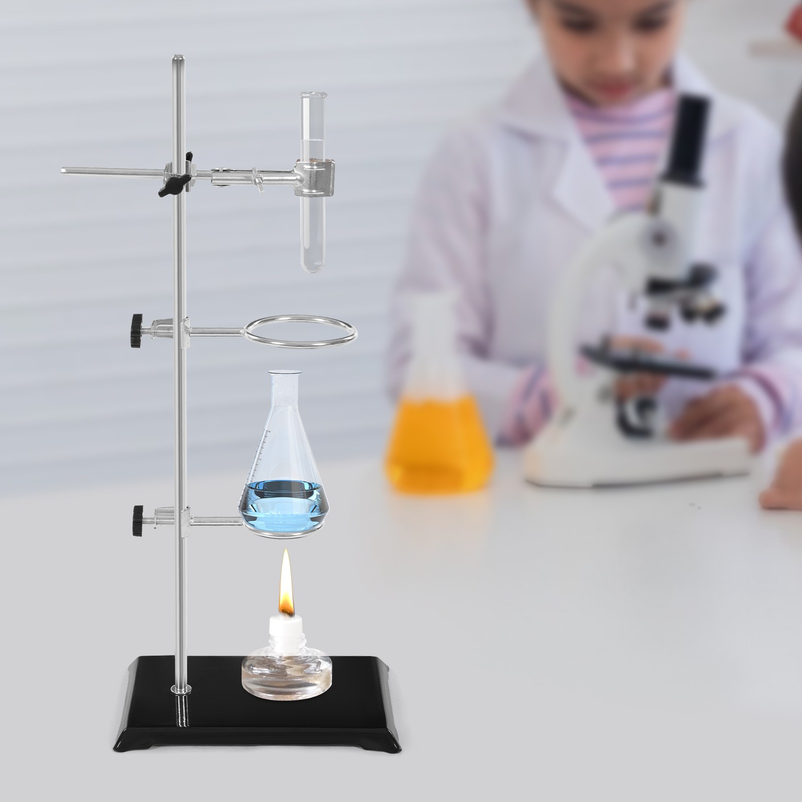 Lab Iron Stand Clamp Ring Set – 50cm Support Holder for Chemistry Experiments