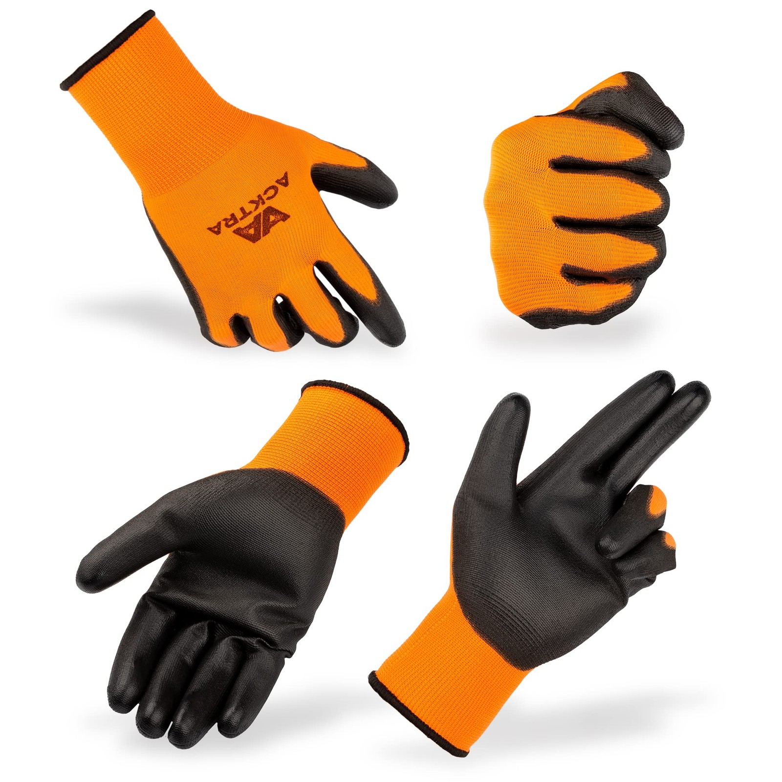 Ultra-Thin Polyurethane (PU) Coated Nylon Safety WORK GLOVES 12 Pairs, Knit Wris