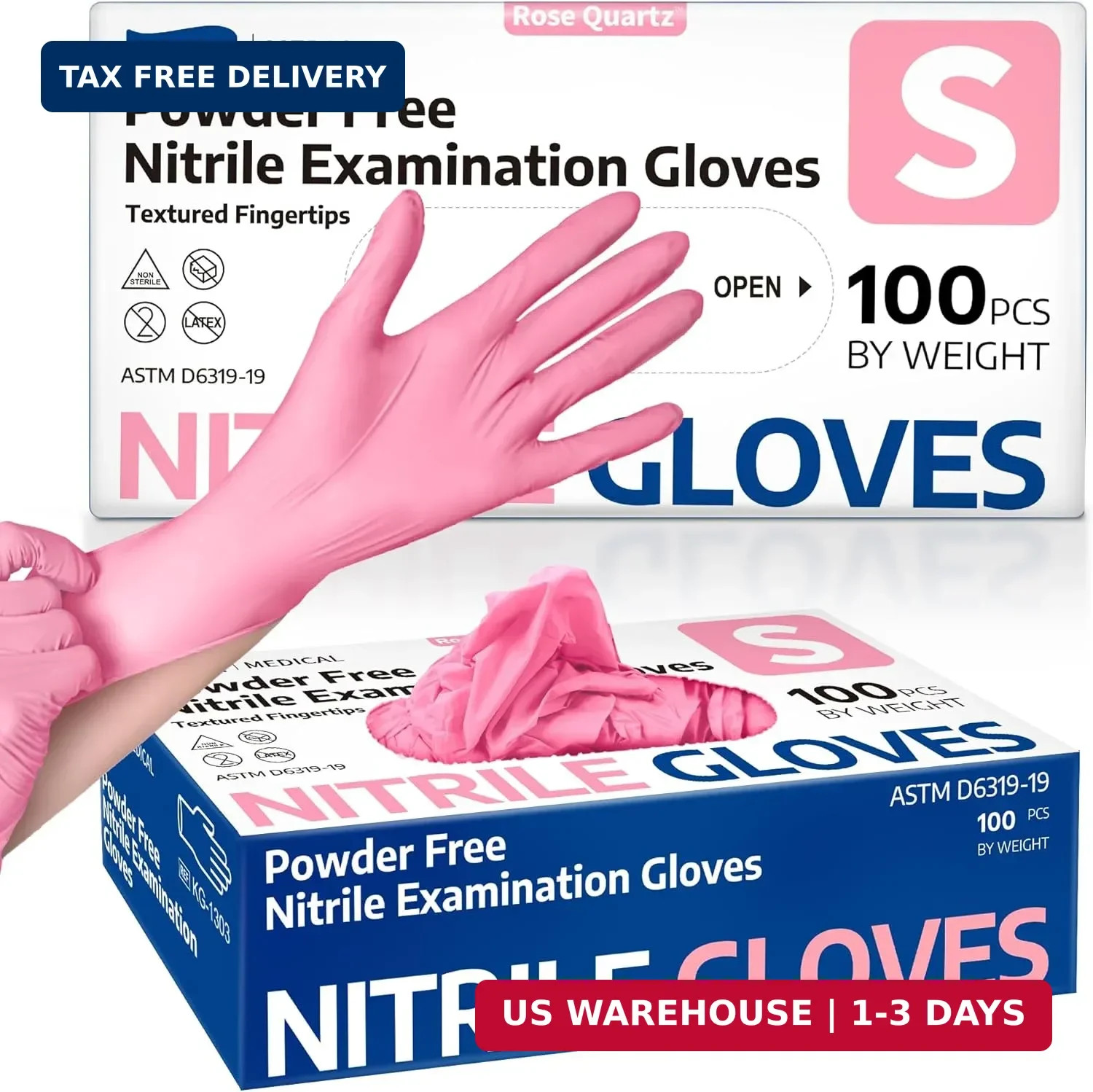 Supmedic Medical Nitrile Exam Gloves, 3.5 mil Powder-Free Food-Safe Disposable G