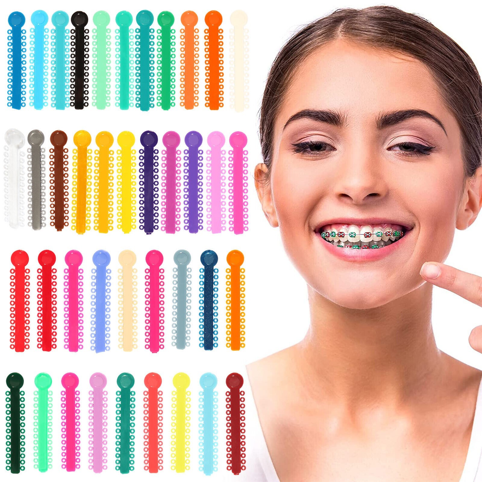 1040Pcs Dental Elastic Ligature Ties Rubber Bands Loops for Orthodontic Braces