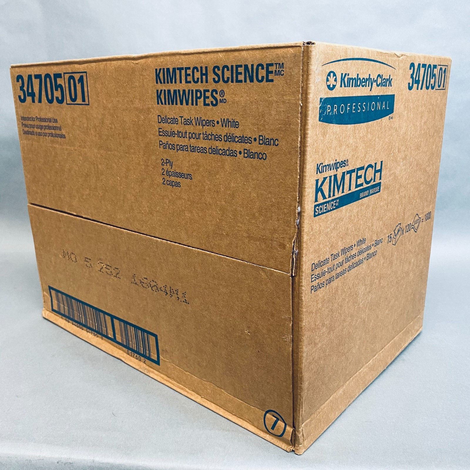 Kimberly Clark Kimtech Kimwipes Case of 15 Boxes with 120 Sheets Each