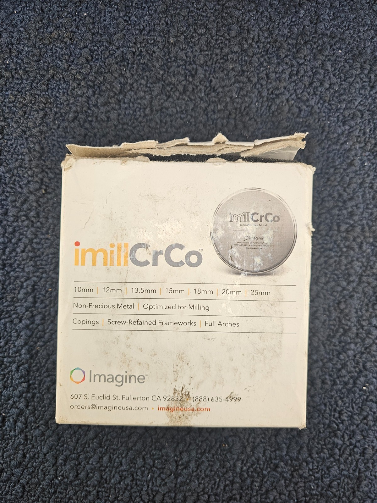IMILLCRCO 13115 Milling Dental Restorations Chrome Cobalt 98.5mm disc x 15mm hgt
