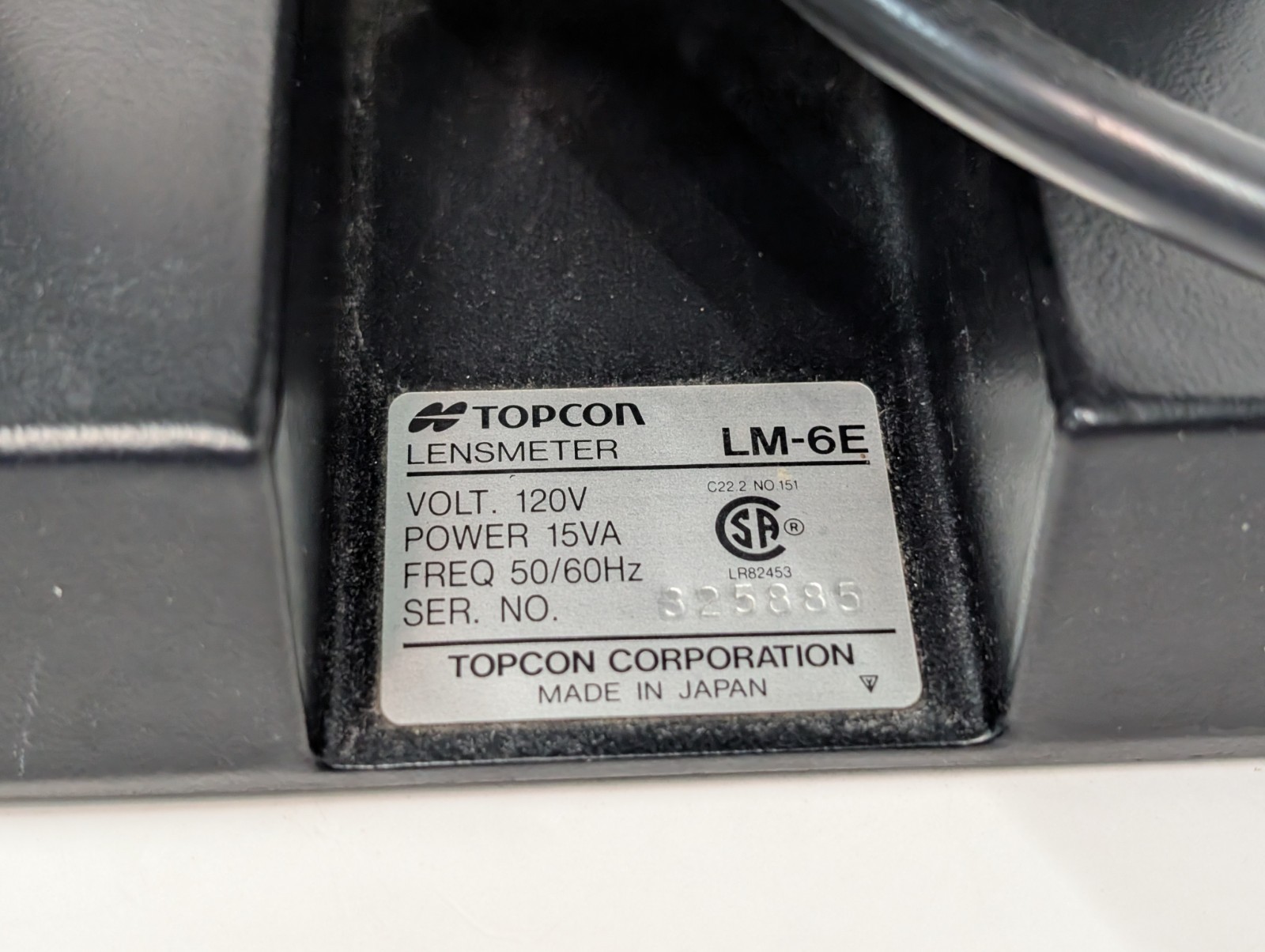 Topcon Corporation LM-6E Lensmeter, Made in Japan, 120V, 15VA, 50/60Hz *As-Is*